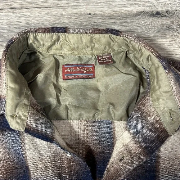 Allen Wickfield Shirt Mens Large Button Up Wool Blend Plaid Flannel - Picture 10 of 11